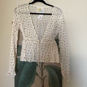 Blue Life floral long sleeve blouse